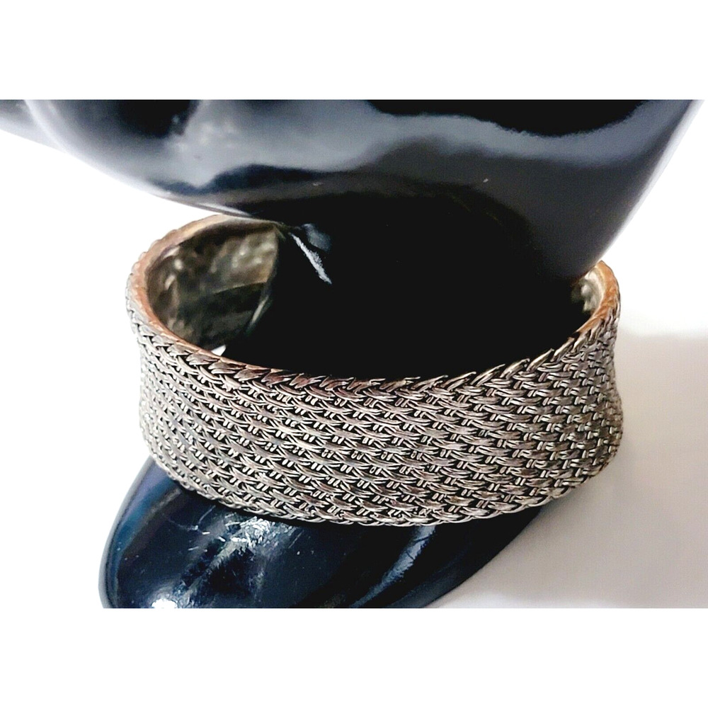 Vintage Premier Designs‎ Cuff Bracelet, Basketweave Silver-tone Designer cfb